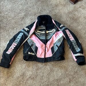 Castle Racing Women's Pink and Black Bomber Jacket